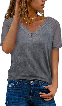 Fashion Blouses Short Sleeve Blouses Comma Short Sleeved Blouse light grey flecked casual look 