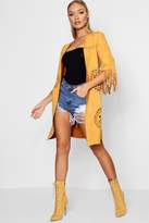 Thumbnail for your product : boohoo Bonded Suede Laser Cut Tassel Jacket