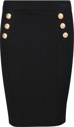 Balmain Knitted Midi Skirt. Features Iconic Gold-Tone Buttons And A Fitted Silhouette; Essential Characteristics For A Unique Garment