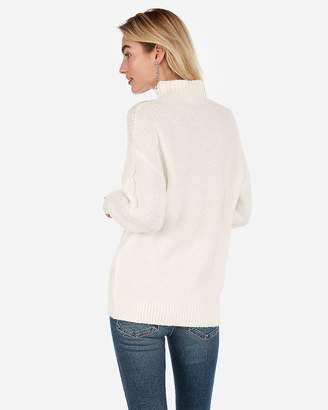 Express Cable Knit Mock Neck Oversized Tunic Sweater