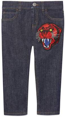 Gucci Children's denim trousers with panther