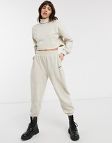 Thumbnail for your product : Bershka No Item slogan oversized jogger in beige