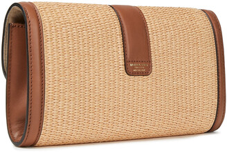 Michael Kors Collection Leather And Faux Raffia Clutch