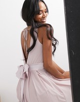 Thumbnail for your product : TFNC bridesmaid wrap front bow back maxi dress in pink