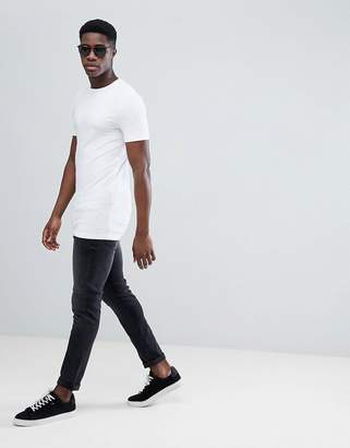 ASOS Design DESIGN longline muscle fit crew neck t-shirt in white