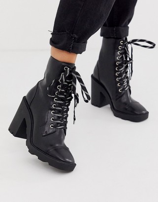 Head Over Heels Ole heeled chunky ankle boots with contrast lace