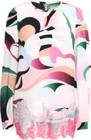 Thumbnail for your product : Emilio Pucci Appliqued Sequin-embellished Printed Silk Crepe De Chine Blouse