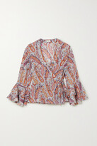 Thumbnail for your product : Etro Ruffled Paisley-print Silk Crepe De Chine Wrap Top