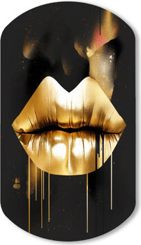 Mercer41 Gold Lips Of Luxury II - Fashion Cylinder Shape Irregular Metal Wall Decor