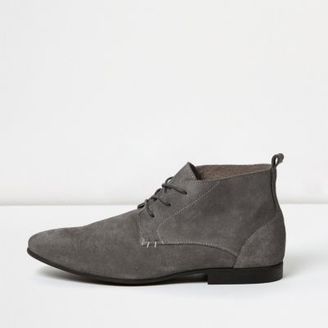 River Island Mens Grey suede lace-up boots