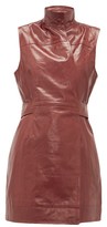Thumbnail for your product : Ganni Sleeveless Leather Wrap Dress - Burgundy