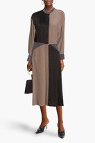 Thumbnail for your product : Equipment Amandine color-block washed-silk midi dress