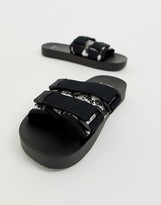 Thumbnail for your product : Bershka snake print flat sandals with strap detailing in multi