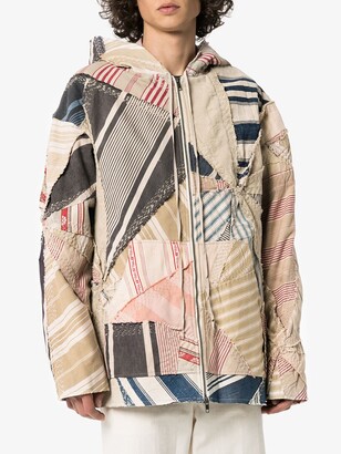 By Walid Phoenix patchwork hooded jacket