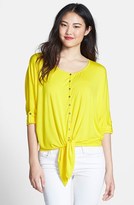 Thumbnail for your product : Chaus Roll Sleeve Tie Front Top