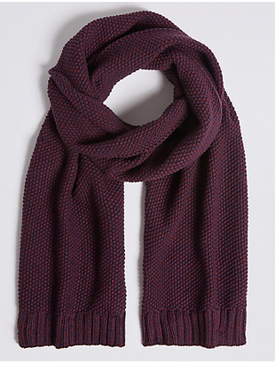 M&S Collection Textured Pure Cotton Knitted Scarf