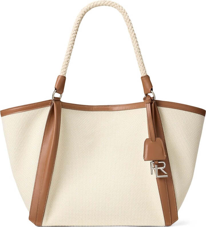 Ralph Lauren Collection Woven Calfskin-Trim Rl 888 Tote Bag