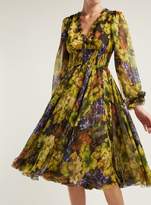 Thumbnail for your product : Dolce & Gabbana Grape Print Silk Chiffon Midi Dress - Womens - Black Multi