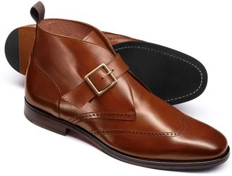 Charles Tyrwhitt Tan Drift Wing Tip Brogue Monk Boots Size 10