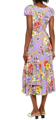 Boutique Moschino Tiered Floral-print Crepe De Chine Midi Dress