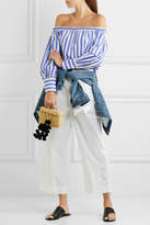 Thumbnail for your product : J.Crew + Thomas Mason Mickey Off-the-shoulder Striped Cotton-poplin Blouse