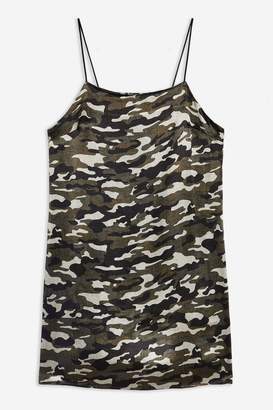 Topshop Womens Tall Camouflage Print Midi Slip Dress - Khaki
