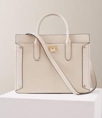 Reiss Marley - Leather Tote Bag in Off White