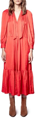 Zadig & Voltaire Roland Long Tiered Satin Dress