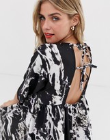 Thumbnail for your product : Another Reason tie back maxi smock dress in marble