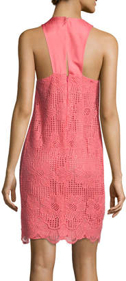 Trina Turk Felisha Sleeveless Floral Lace Shift Dress, Pink