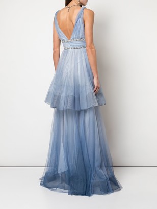 Marchesa Notte Ombré Tiered Gown