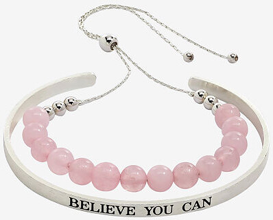 Sparkle Allure You & Me Womens 2-pc. Pink Quartz Pure Silver Over Brass Bracelet Set