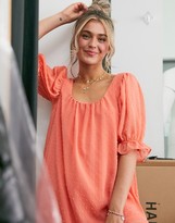 Thumbnail for your product : ASOS DESIGN dobby mini swing dress in coral