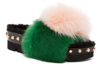 Ivy Kirzhner Teddy Genuine Rabbit Fur & Genuine Shearling Slip-On Sandal