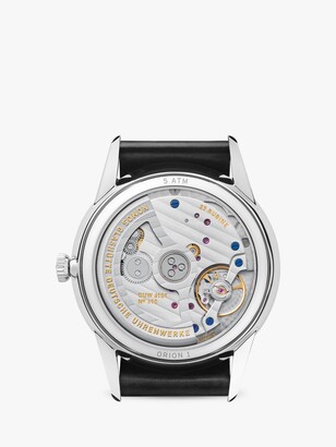 NOMOS Glashütte 360 Unisex Orion Automatic Date Leather Strap Watch, Black/White