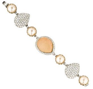Isaac Mizrahi Faux Pearl, Resin & Crystal Bracelet