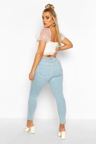 Thumbnail for your product : boohoo Plus High Waisted Light Wash Skinny Jeans