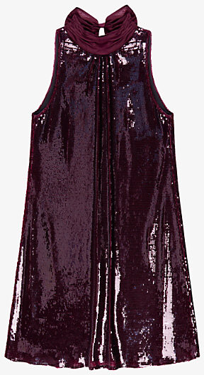 Ro&Zo Womens Wine Freya Halterneck Sequin-Embellished Mini Dress 12
