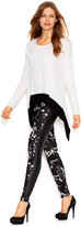 Thumbnail for your product : Kensie Long-Sleeve Crew-Neck Knit-Trim Top