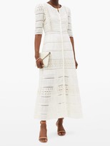 Thumbnail for your product : LoveShackFancy Flora Embroidered-cotton Midi Dress - Cream