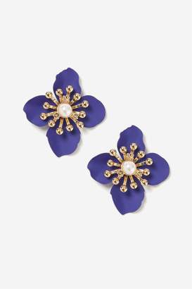 Topshop Blue Matte Flower Stud Earrings