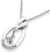 Thumbnail for your product : Ice Diamond Accented 18K White Gold Oval Shaped with Dangle Pendant Necklace