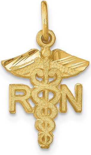 Black Bow Jewelry Co. BlackBowJewelry14kYellowGoldDiamondCutRNCaduceusCharm