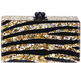 Thumbnail for your product : Edie Parker Jean Acrylic Zebra Clutch Bag, Gold/Silver/Black