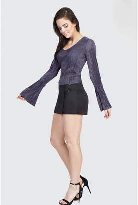 Select Fashion Fashion Womens Black Buckle Side Skort - size 6