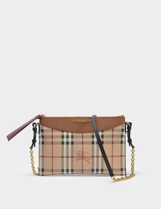 Burberry Peyton Pouch Bag in Bright Toffee and Multi Canvas and Calfskin