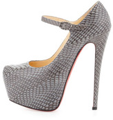 Thumbnail for your product : Christian Louboutin Lady Daf Snake Red Sole Mary Jane Pump, Gray