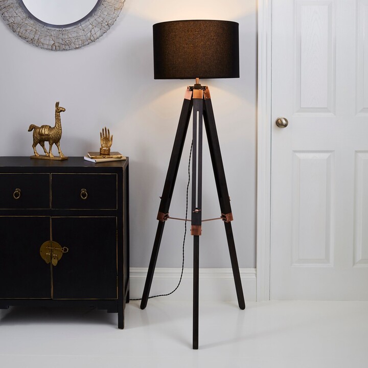 Dunelm Trio Tripod Black and Copper Floor Lamp Black ShopStyle