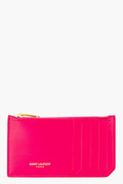 Thumbnail for your product : Saint Laurent Pink Leather Zip Cardholder
