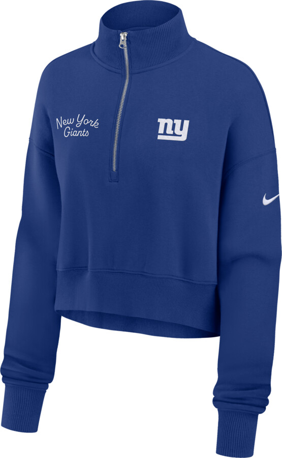 Nike New York Giants Phoenix Women's NFL Cropped 1/4-Zip Crew in Blue | 01N94EW8I-DJR